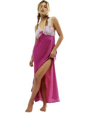 Free People Countryside Pink Lace Maxi Slip Dress Size Small New